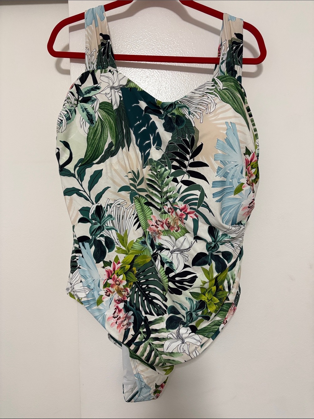 Jantzen Tropical Leaf & Floral One-Piece - Green, Cream, Blue, Pink